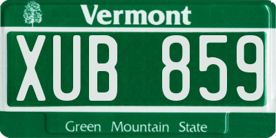VT license plate XUB859