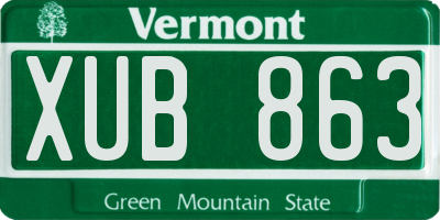 VT license plate XUB863