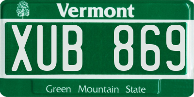 VT license plate XUB869