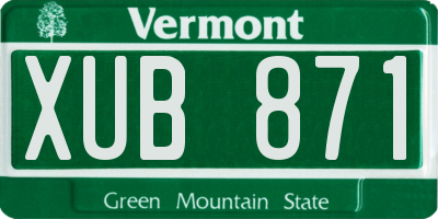 VT license plate XUB871