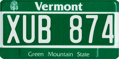 VT license plate XUB874