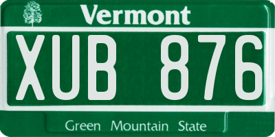 VT license plate XUB876