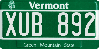 VT license plate XUB892