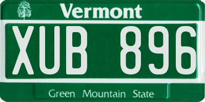 VT license plate XUB896