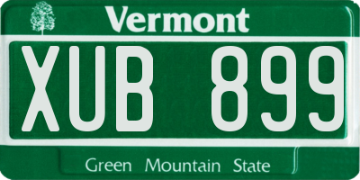 VT license plate XUB899