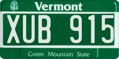 VT license plate XUB915