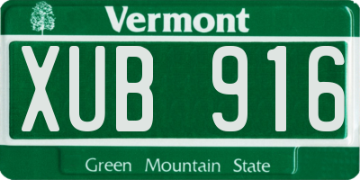 VT license plate XUB916