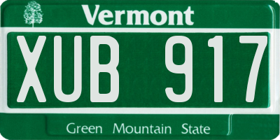VT license plate XUB917