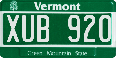 VT license plate XUB920