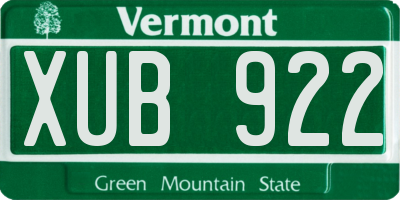 VT license plate XUB922