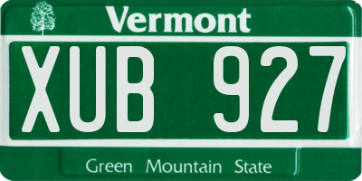 VT license plate XUB927
