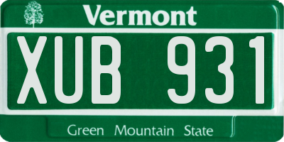 VT license plate XUB931