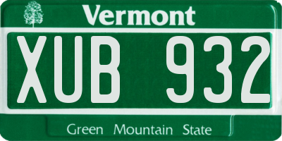 VT license plate XUB932