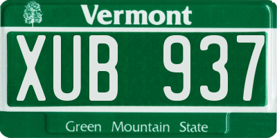 VT license plate XUB937