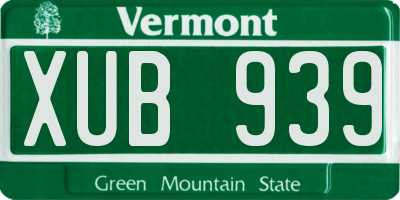VT license plate XUB939