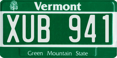 VT license plate XUB941