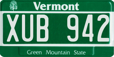 VT license plate XUB942