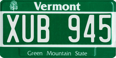VT license plate XUB945