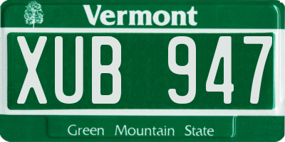 VT license plate XUB947