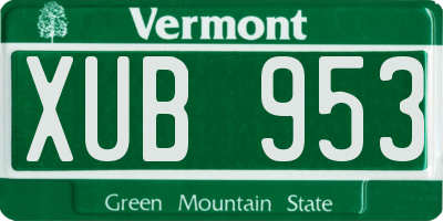 VT license plate XUB953