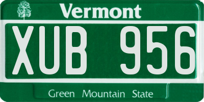 VT license plate XUB956