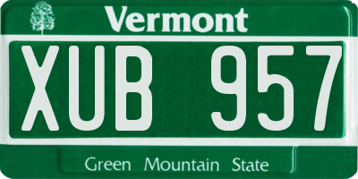 VT license plate XUB957