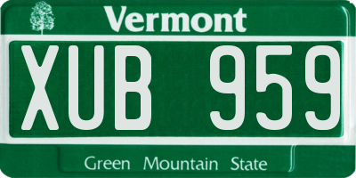 VT license plate XUB959