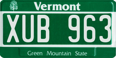 VT license plate XUB963