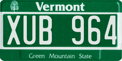 VT license plate XUB964