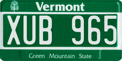 VT license plate XUB965