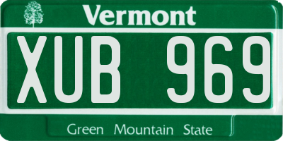 VT license plate XUB969