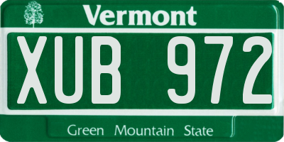 VT license plate XUB972