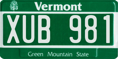 VT license plate XUB981