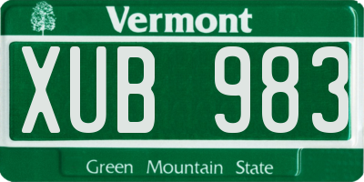 VT license plate XUB983