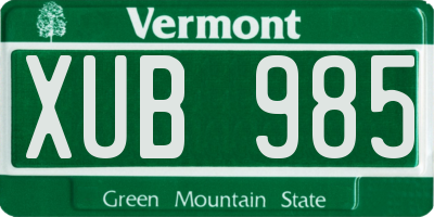VT license plate XUB985