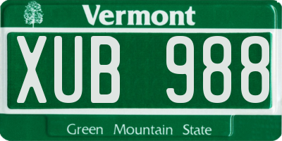 VT license plate XUB988
