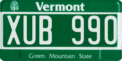VT license plate XUB990