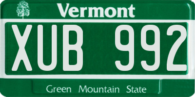 VT license plate XUB992