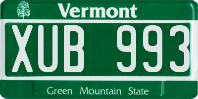 VT license plate XUB993