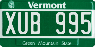 VT license plate XUB995