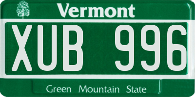 VT license plate XUB996