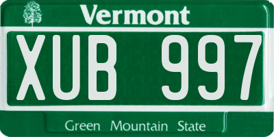 VT license plate XUB997