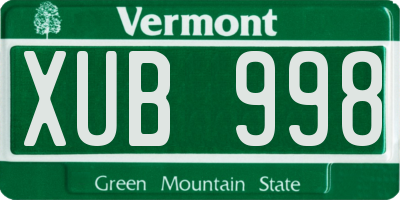 VT license plate XUB998