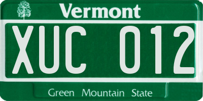 VT license plate XUC012