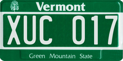 VT license plate XUC017