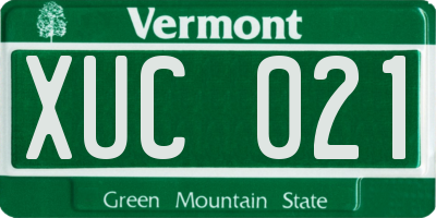 VT license plate XUC021