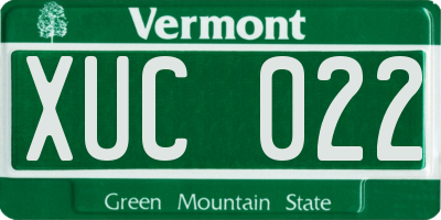VT license plate XUC022