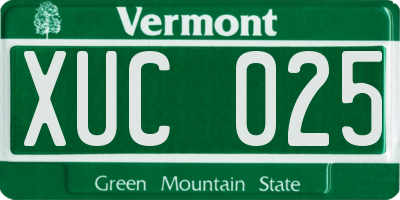 VT license plate XUC025