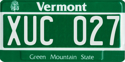 VT license plate XUC027