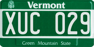 VT license plate XUC029